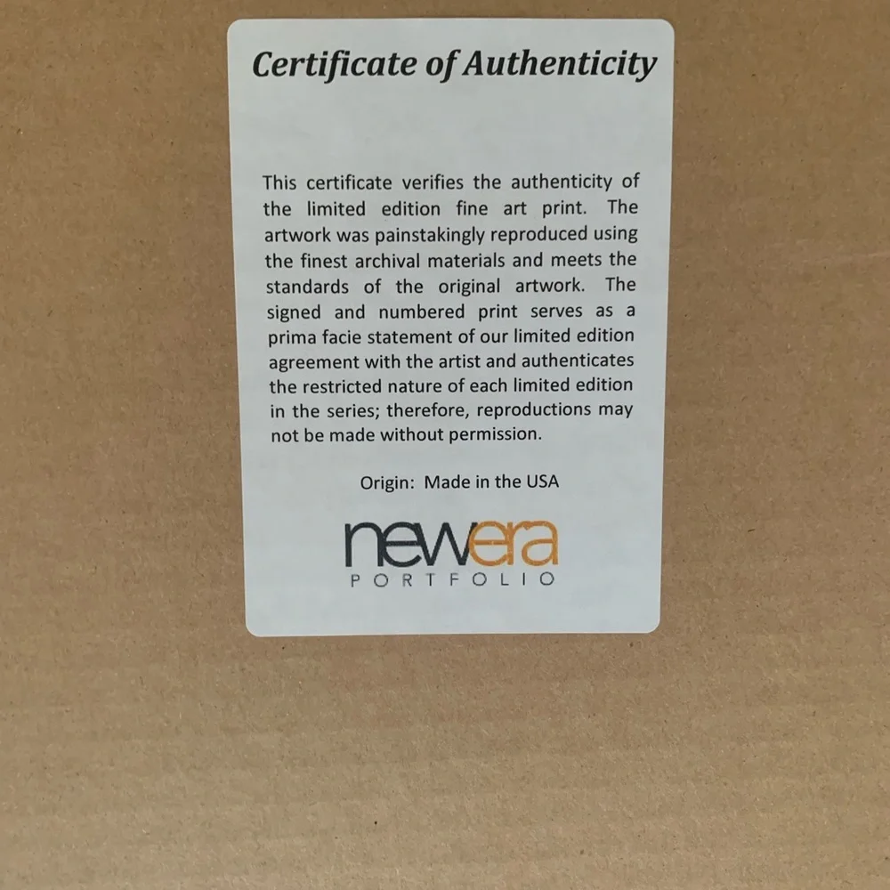 Z Gallerie art work 4 piece set Framed. Certificate of Authenticity